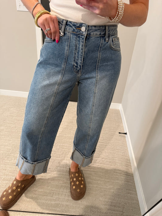 Medium Cuffed Denim Barrel Pant