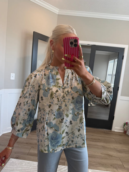 Dainty Blue Garden Blouse