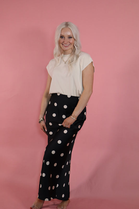 Booth Black Polkadot Maxi Skirt
