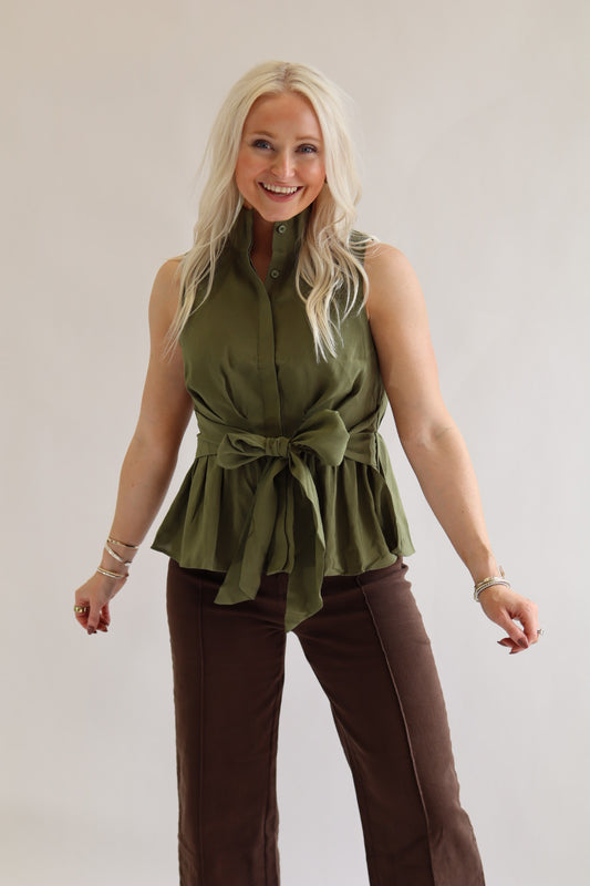 Olive Bow Top