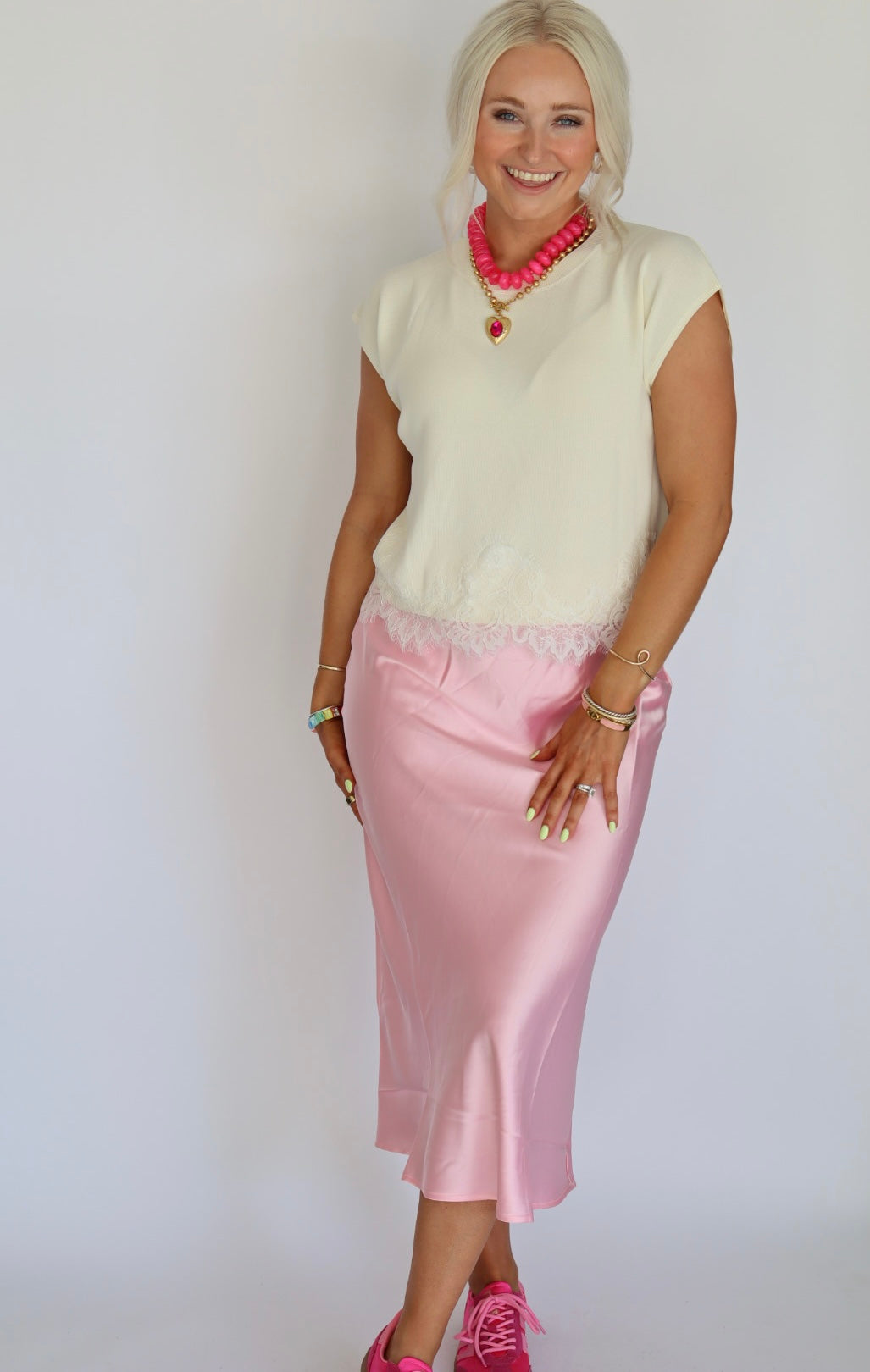 Soft Pink Silk Skirt