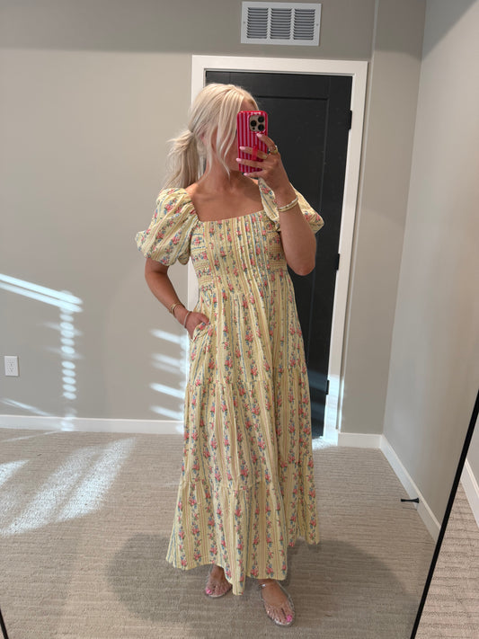 Finley Floral Yellow Midi