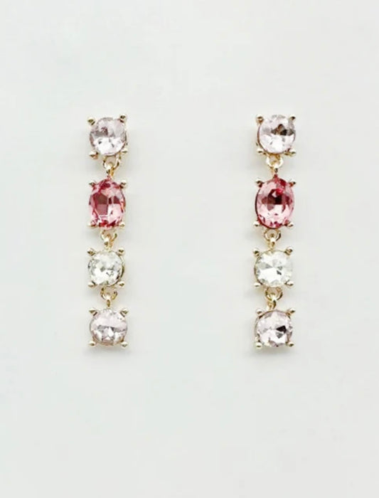 Pink Crystal Drop Earring