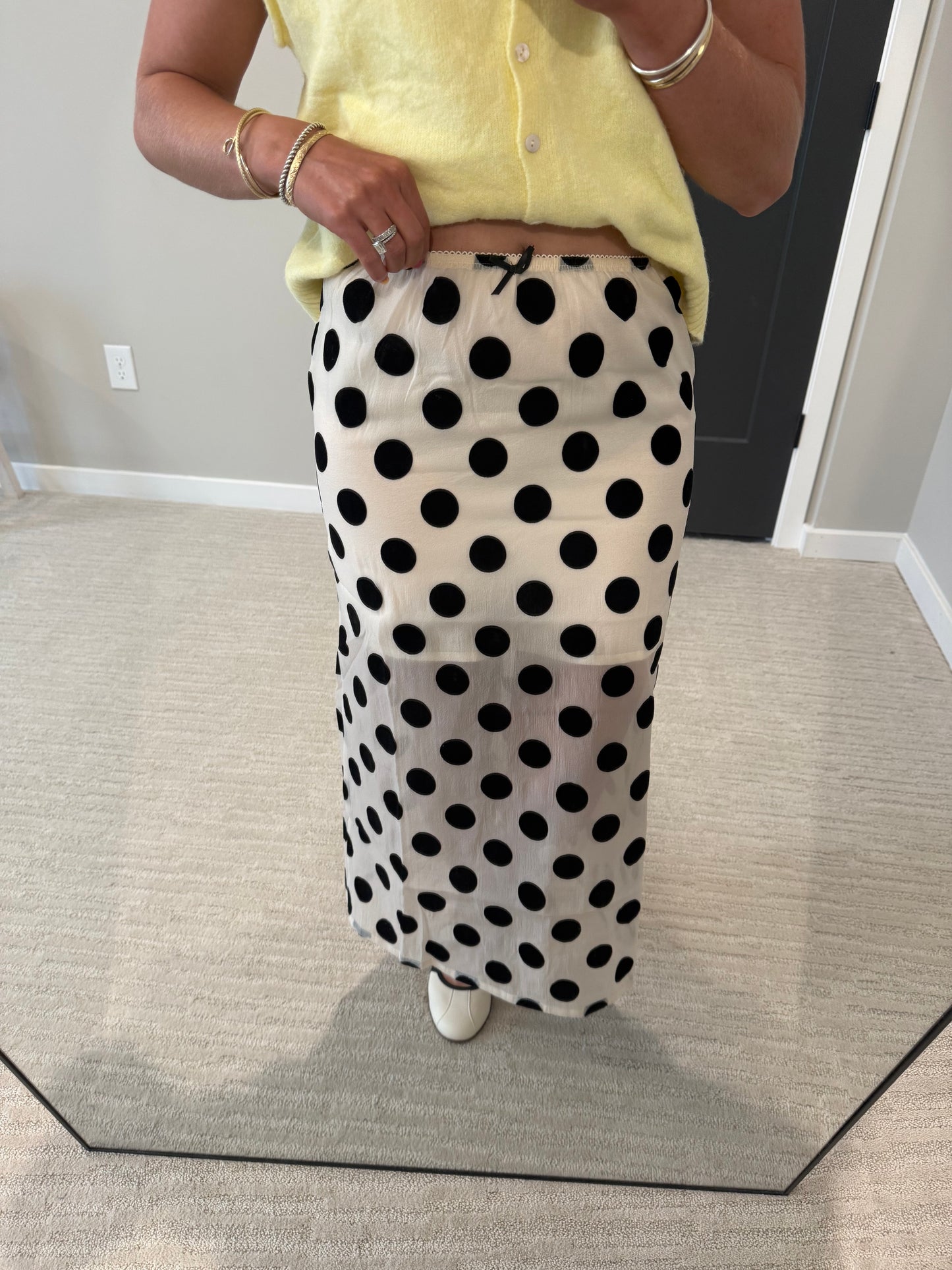Carla Cream & Black Polka Dot Midi