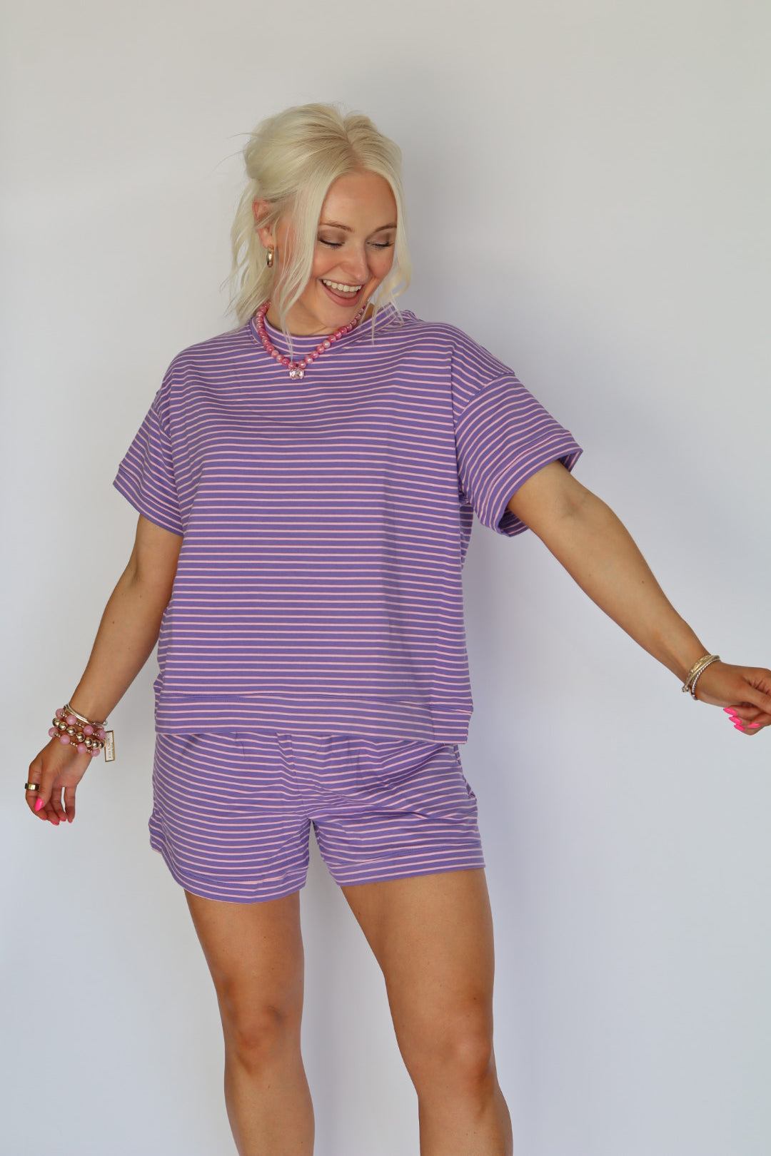 Piper Purple Multi Stripe Short Set