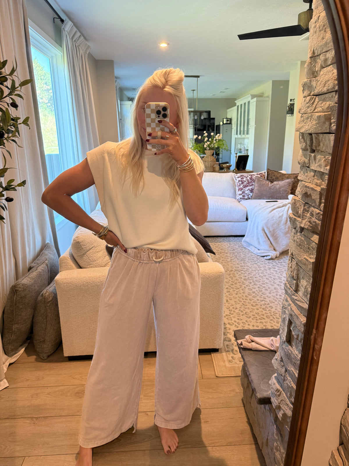 Dark Taupe ROLLED Wide Leg PANT