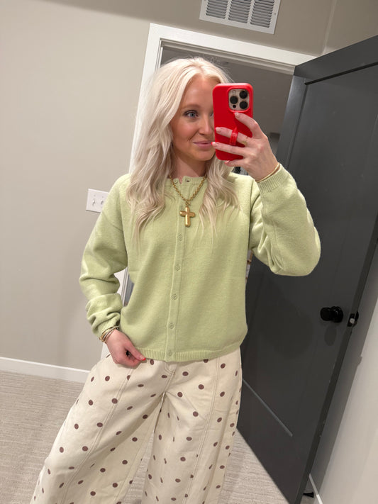 Madeline Lt. Green Sweater Cardy