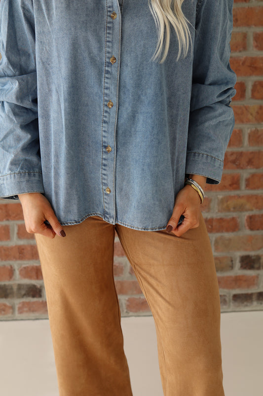 Camel Faux Suede Pant
