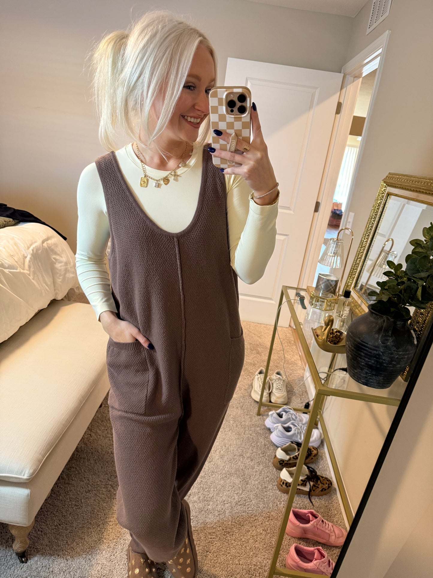 Mocha Waffle Knit Jumper