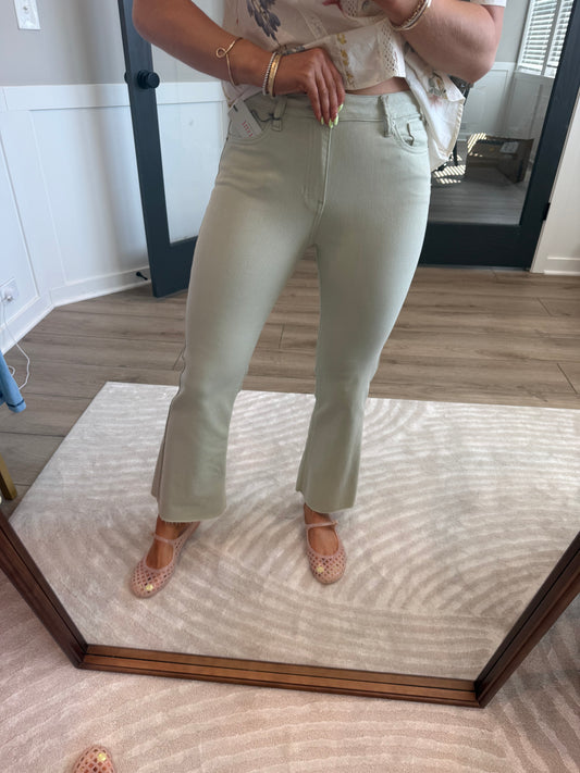 Sage Green Cropped Flare
