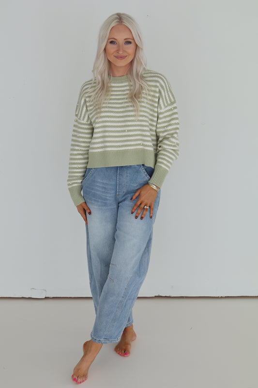 Paige Pearl Sage & Ivory Sweater