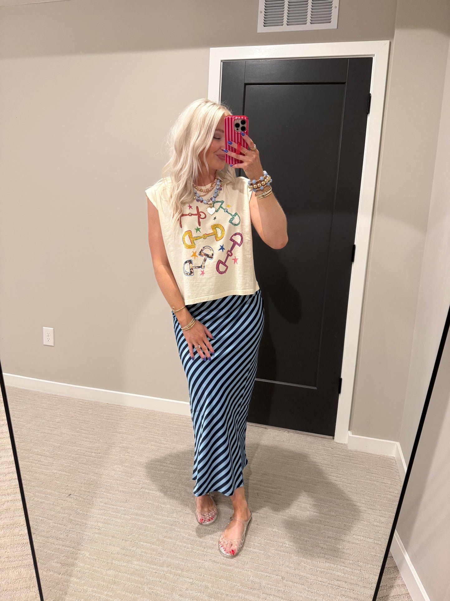 Navy & Baby Blue Stripe Skirt