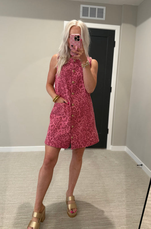 Pink Cheetah Queen Denim Mini