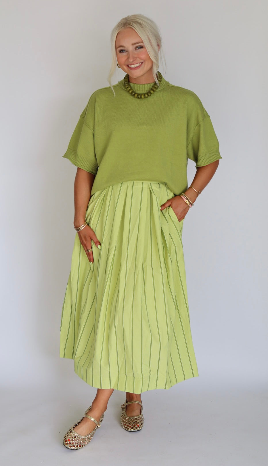 Lois Lime Midi Skirt