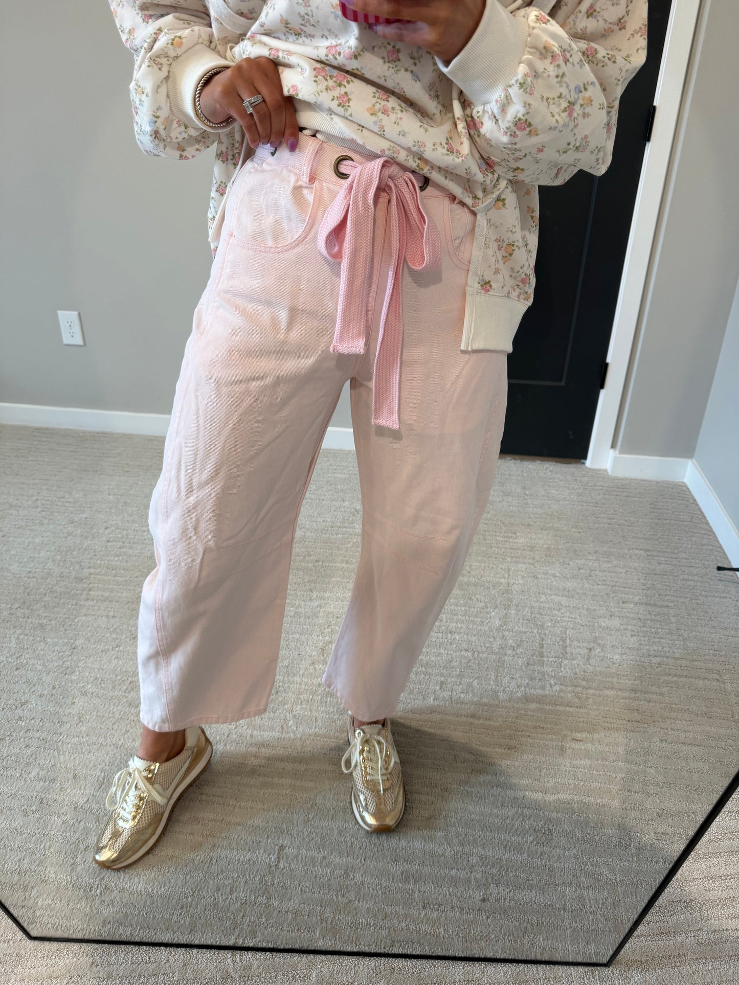 Lt. Pink Barrel Denim Pant