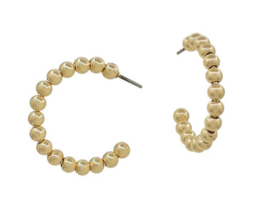 Medium Gold Beaded Hoop