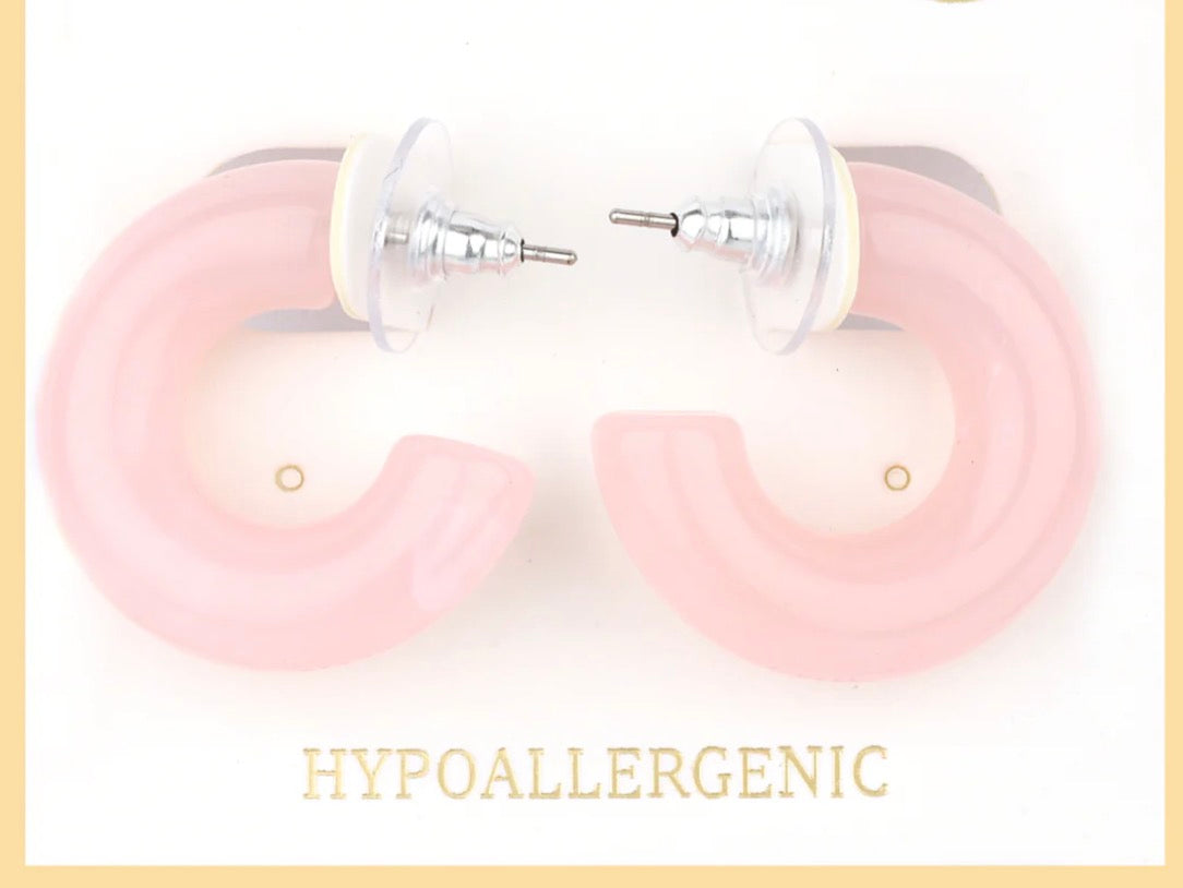 Light Pink Acrylic 1" Hoop Earring