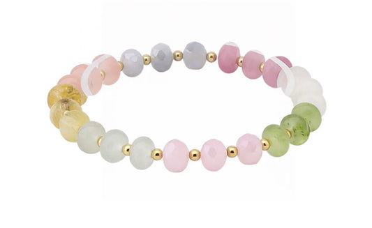 Light Multi Natural Stone Beaded Stretch Bracelet