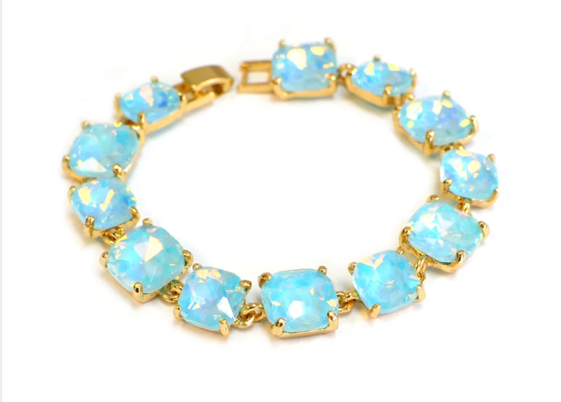 Pastel Blue Glass Crystal 7.5" Bracelet
