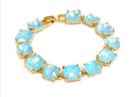 Pastel Blue Glass Crystal 7.5" Bracelet