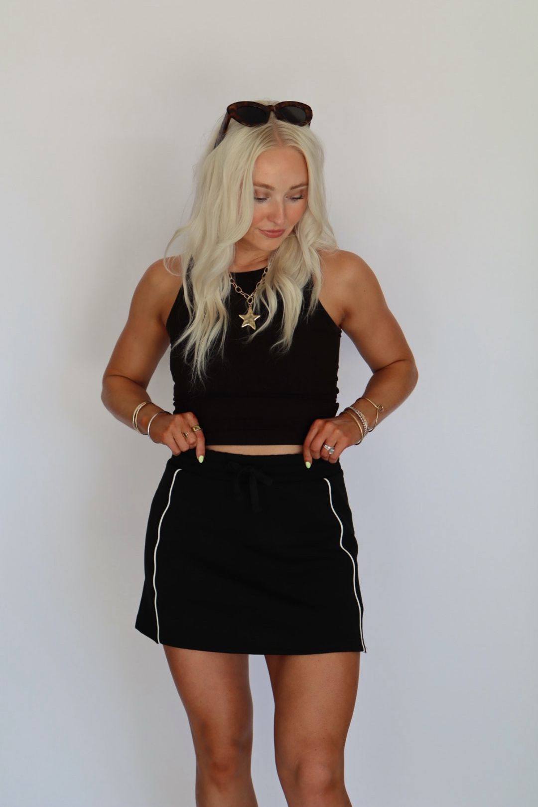 Black Pin Stripe Skort