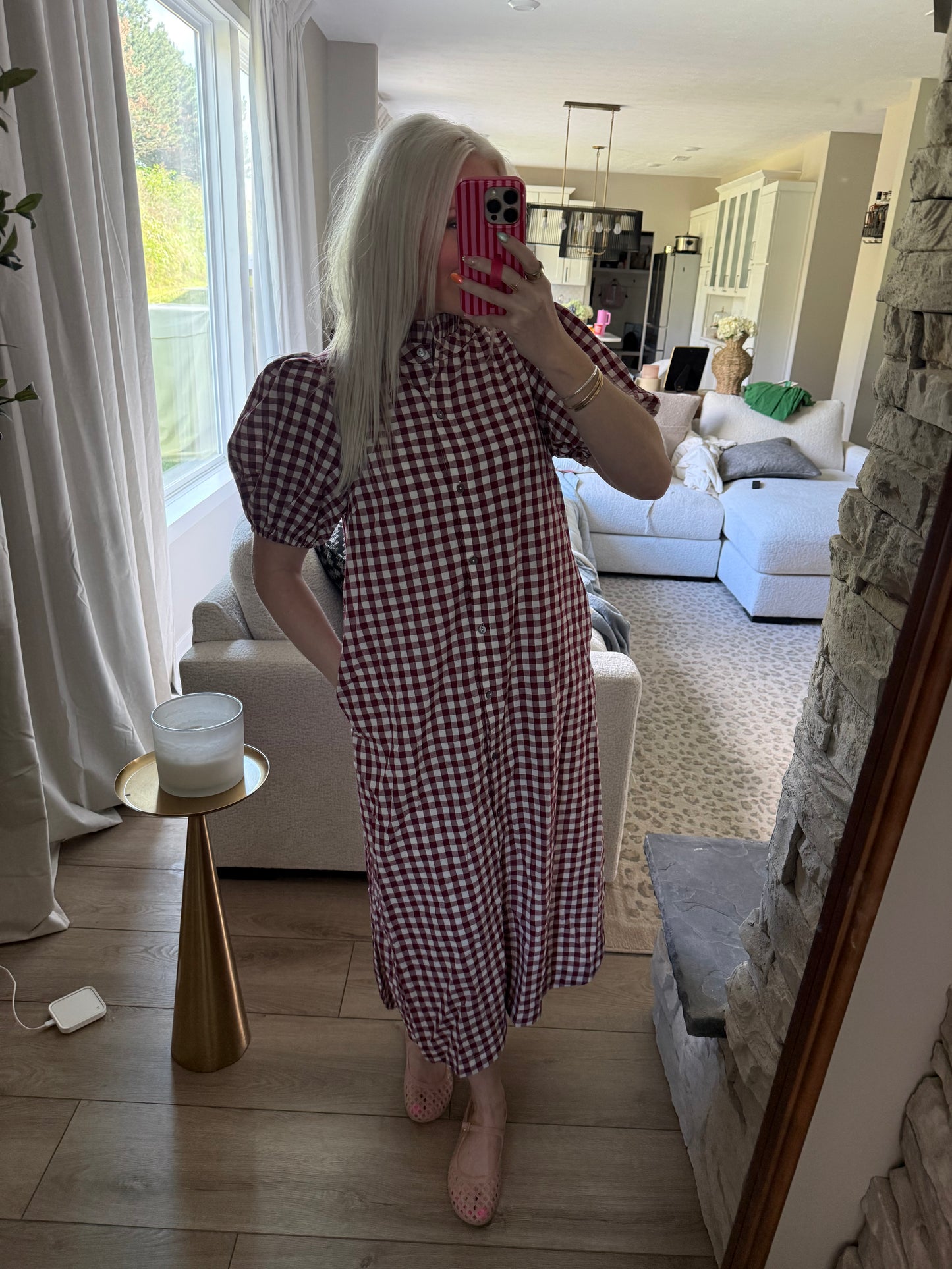 Wine Gingham Midi
