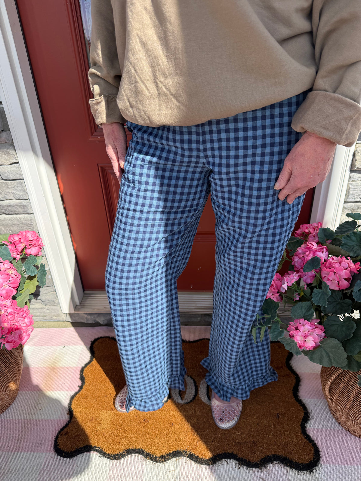 Navy & Baby Blue Gingham Pant